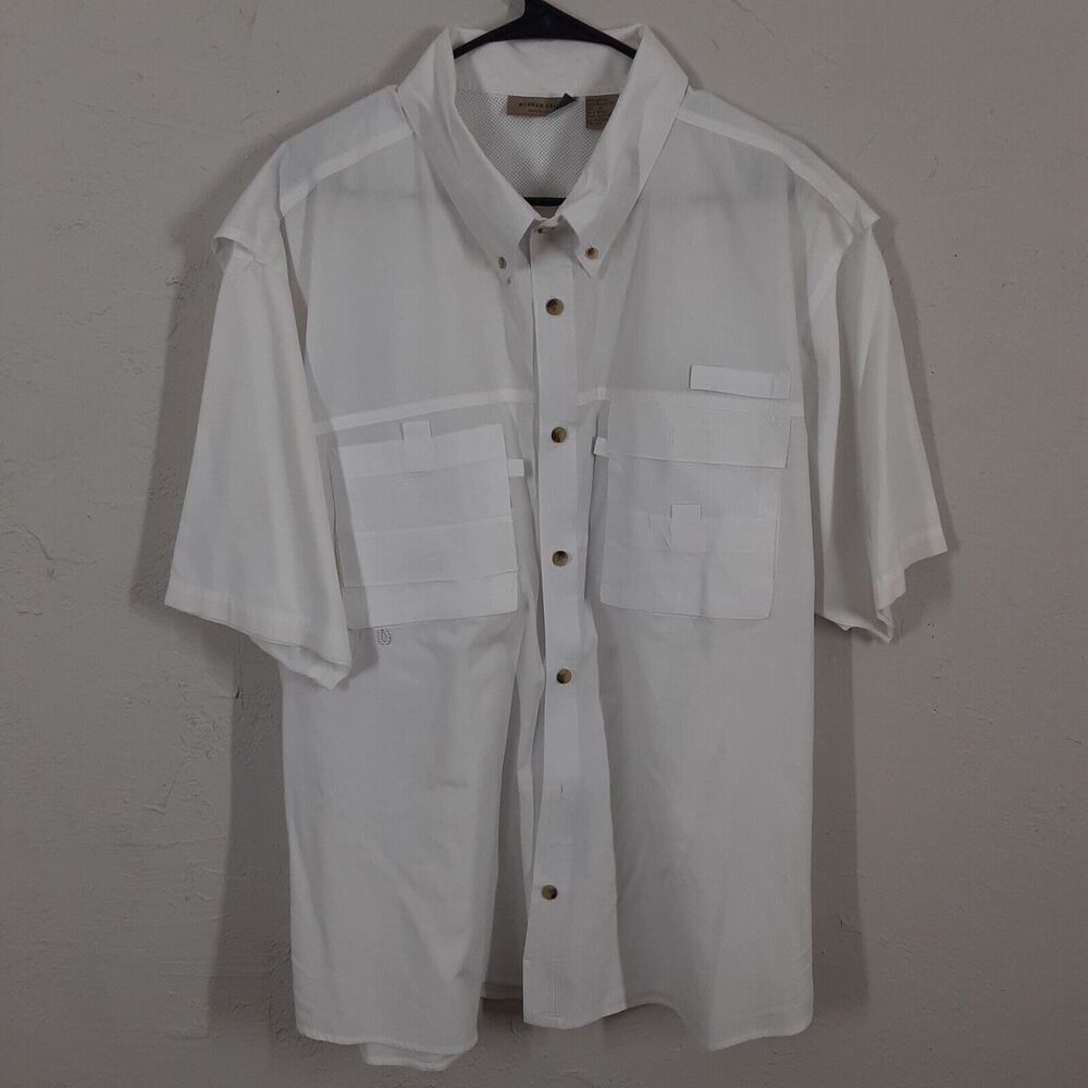Rugged Earth Button Up Shirt Adult XL White Short Sleeve Outdoors Vented Back